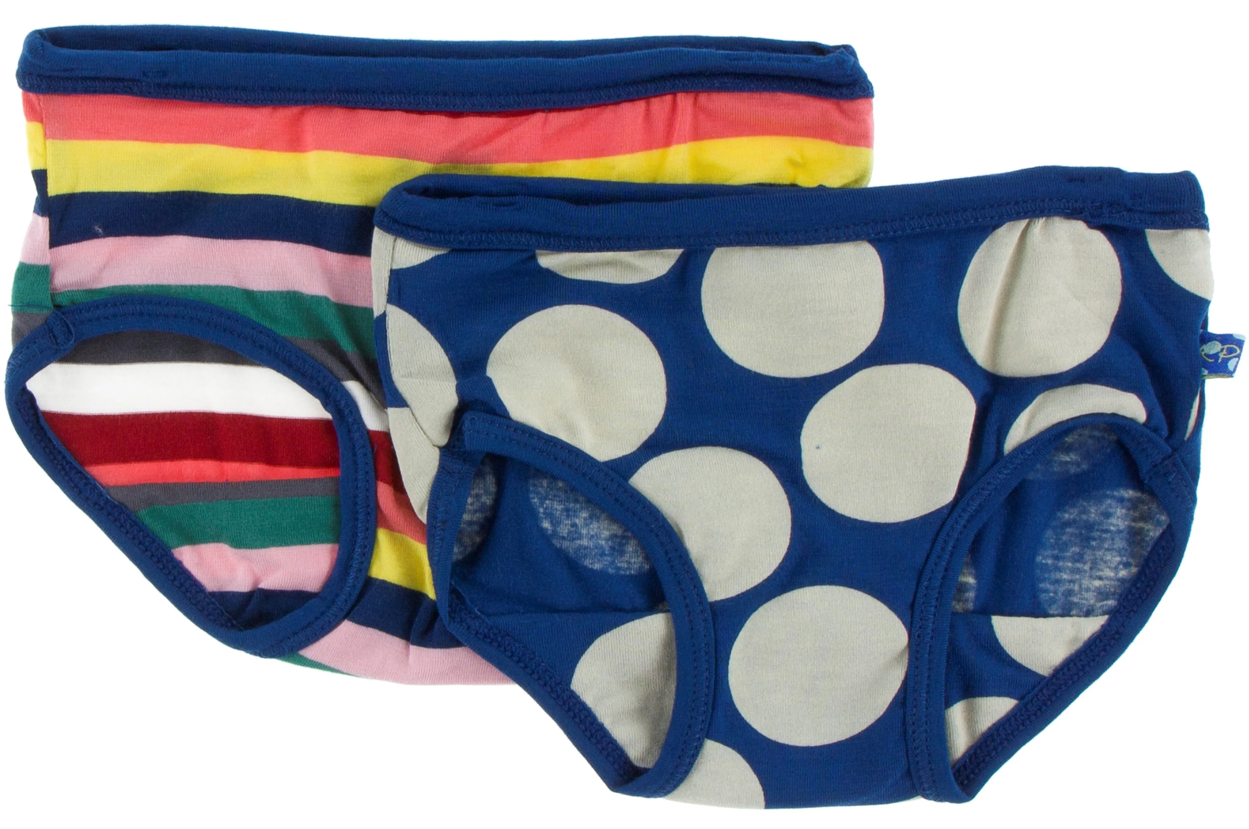 KicKee Pants Bright London Stripe & Navy Mod Dot Girl's Underwear Set