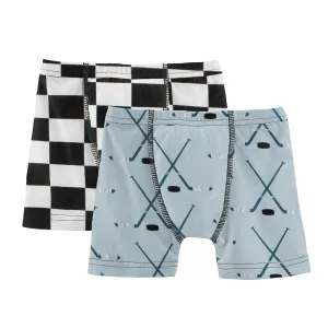 KicKee Pants Checkered Flag & Pearl Blue Hockey Boys Boxer Brief