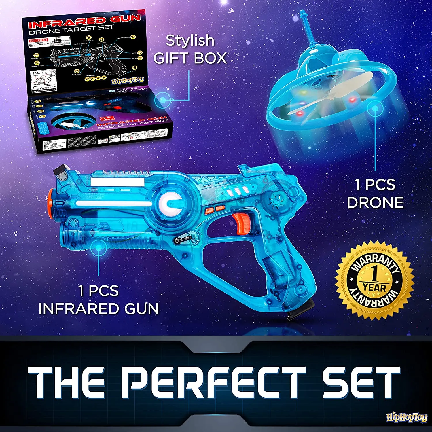 Kids Laser Tag Gun Game with Flying Toy Drone Target, Infrared Lazer Shooting Game for Children with Fun LED Effects, Sounds, and 4 Gun Modes, Best Gift for Boys Ages-(5 to 10)