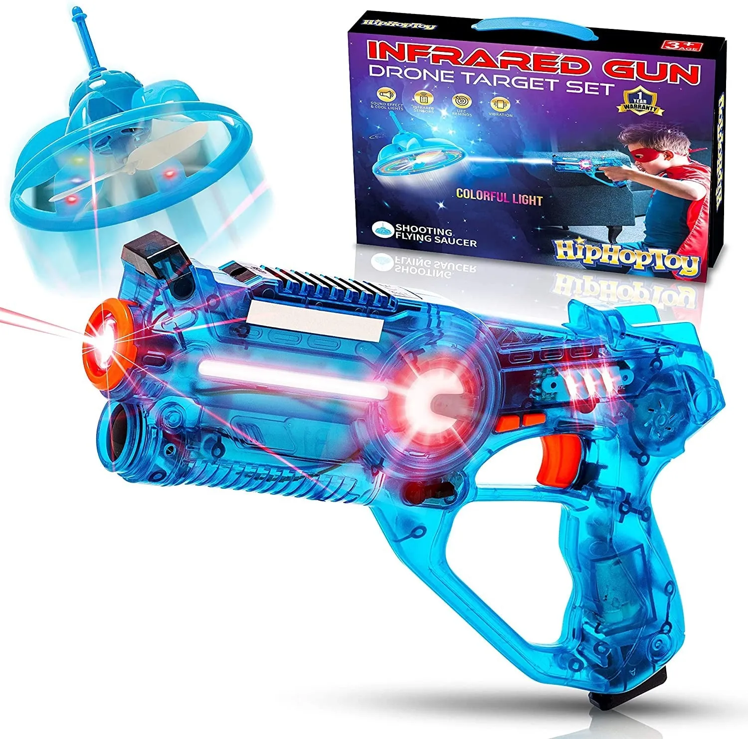 Kids Laser Tag Gun Game with Flying Toy Drone Target, Infrared Lazer Shooting Game for Children with Fun LED Effects, Sounds, and 4 Gun Modes, Best Gift for Boys Ages-(5 to 10)