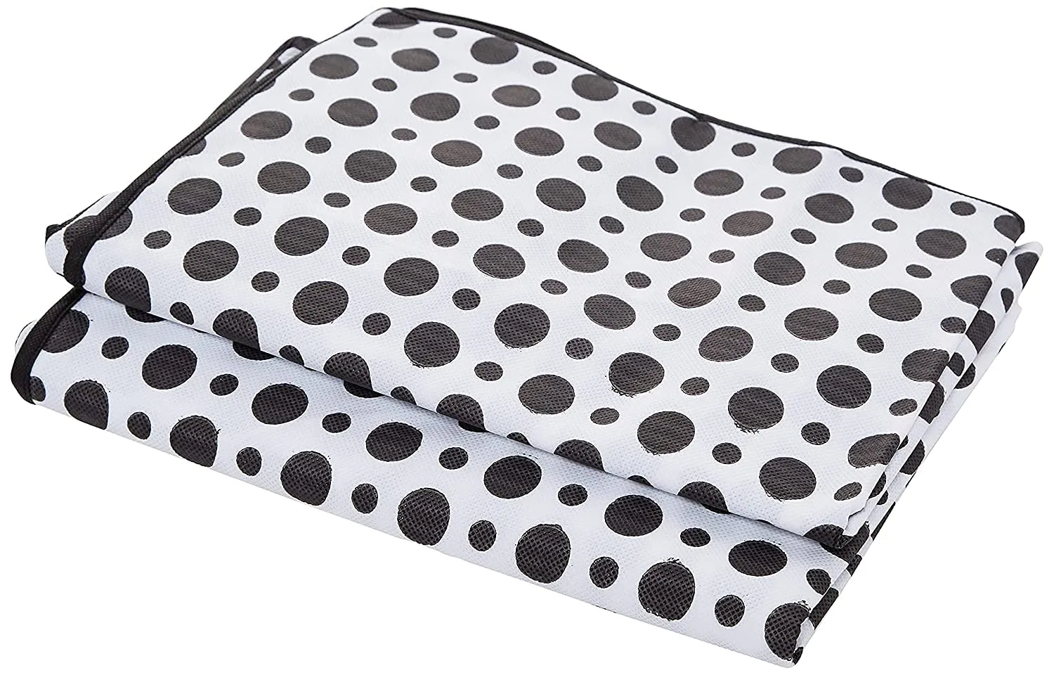 Kuber Industries Polka Dots Design Non Woven 2 Pieces Underbed Storage Bag, Cloth Organiser, Blanket Cover with Transparent Window (Black & White) -CTKTC038109