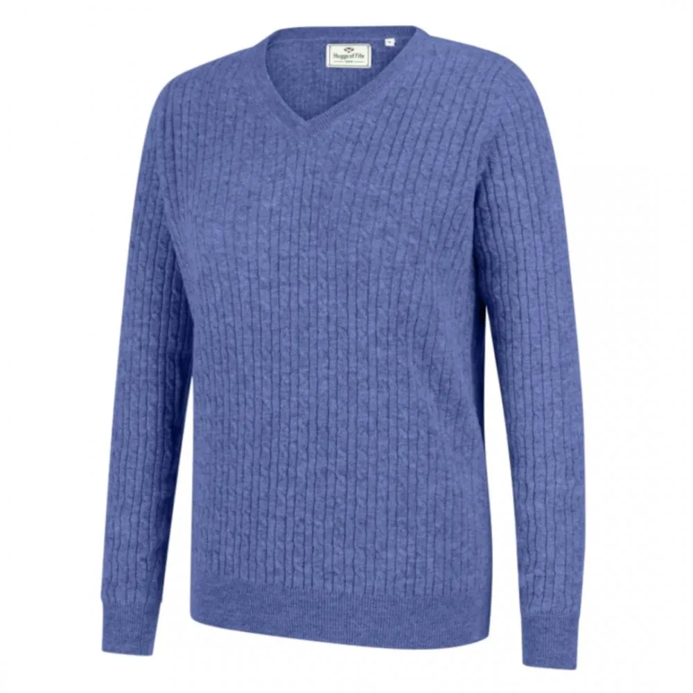 Lauder Ladies Cable Pullover - Violet by Hoggs of Fife