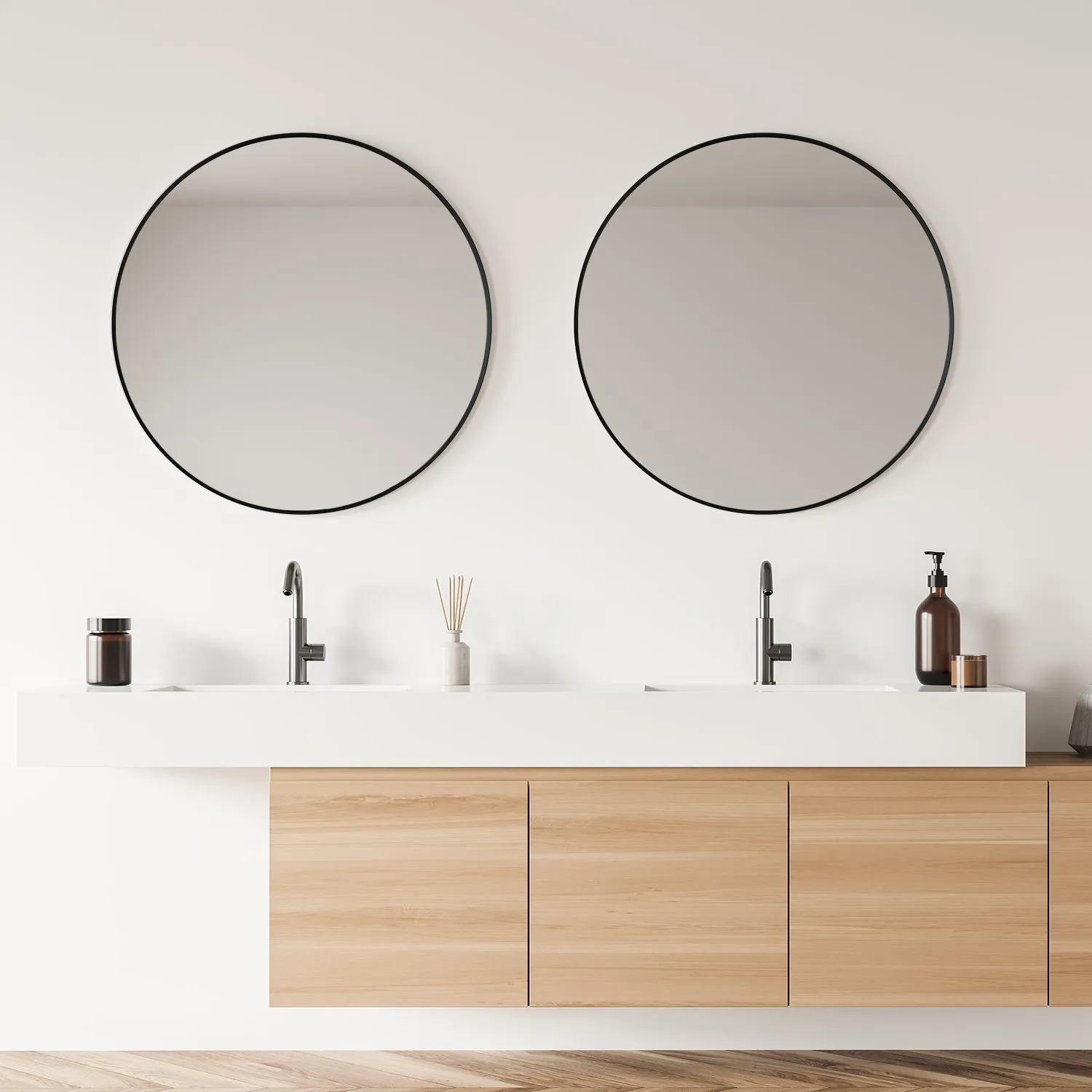 Liceo 42" Circle Bathroom Vanity Aluminum Framed Wall Mirror