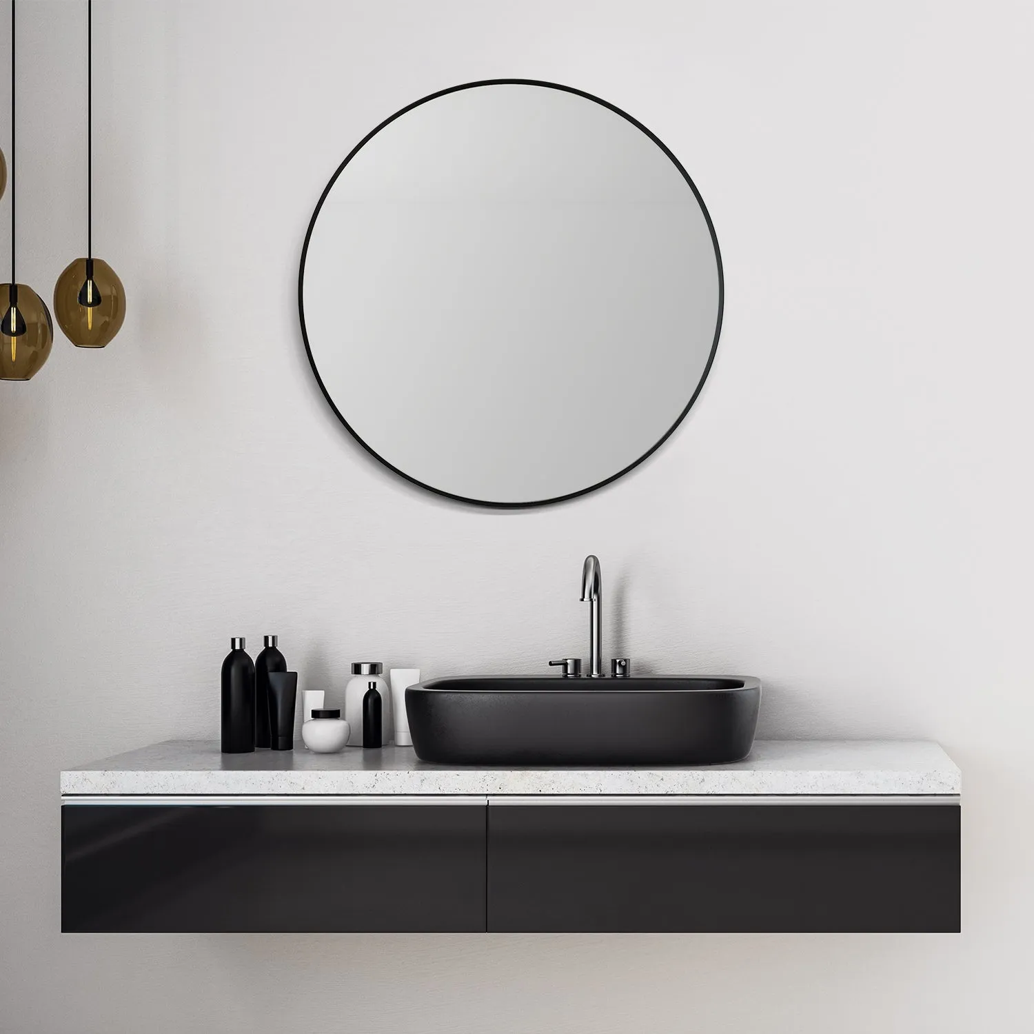 Liceo 42" Circle Bathroom Vanity Aluminum Framed Wall Mirror