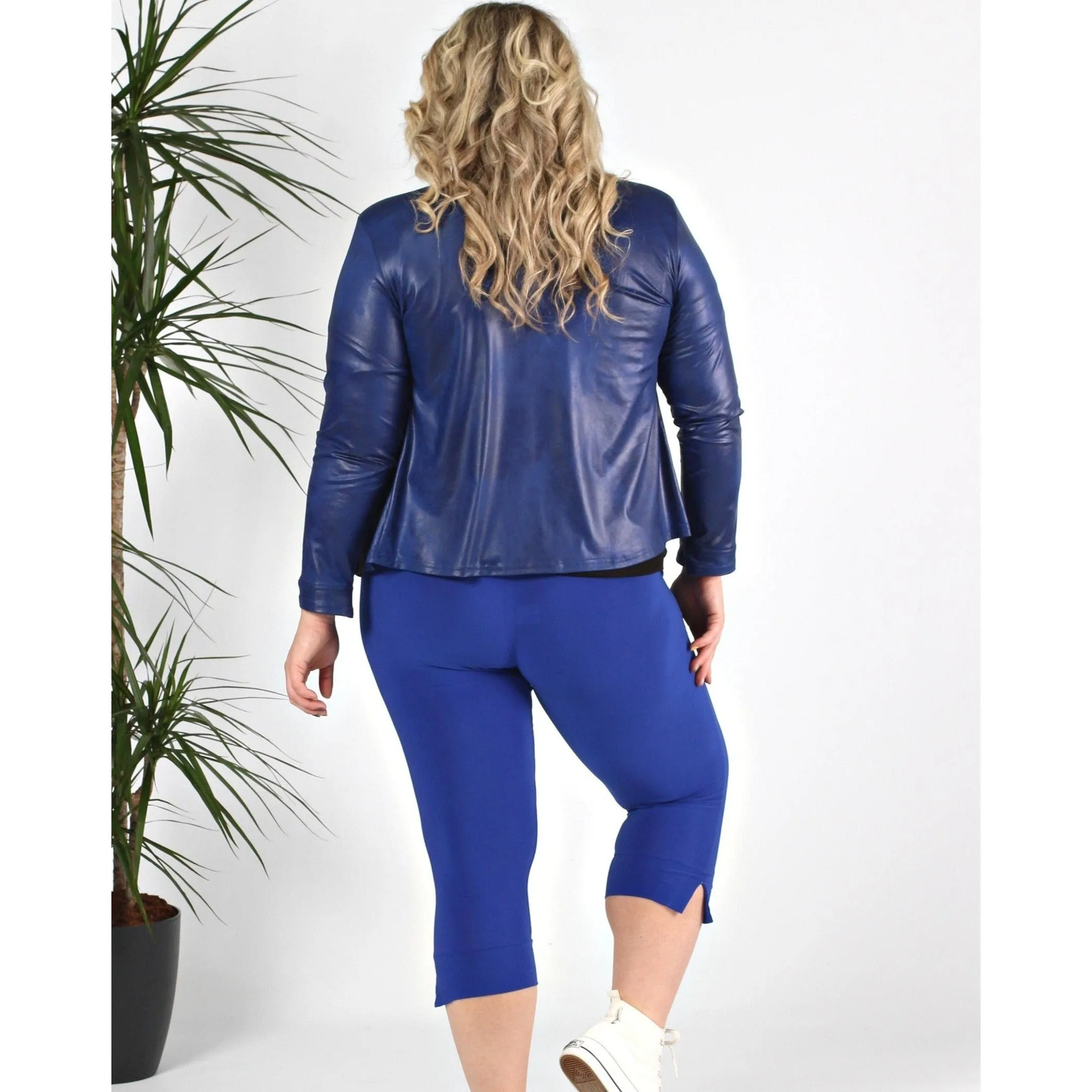 Magna Leather Look Jacket in Royal Blue