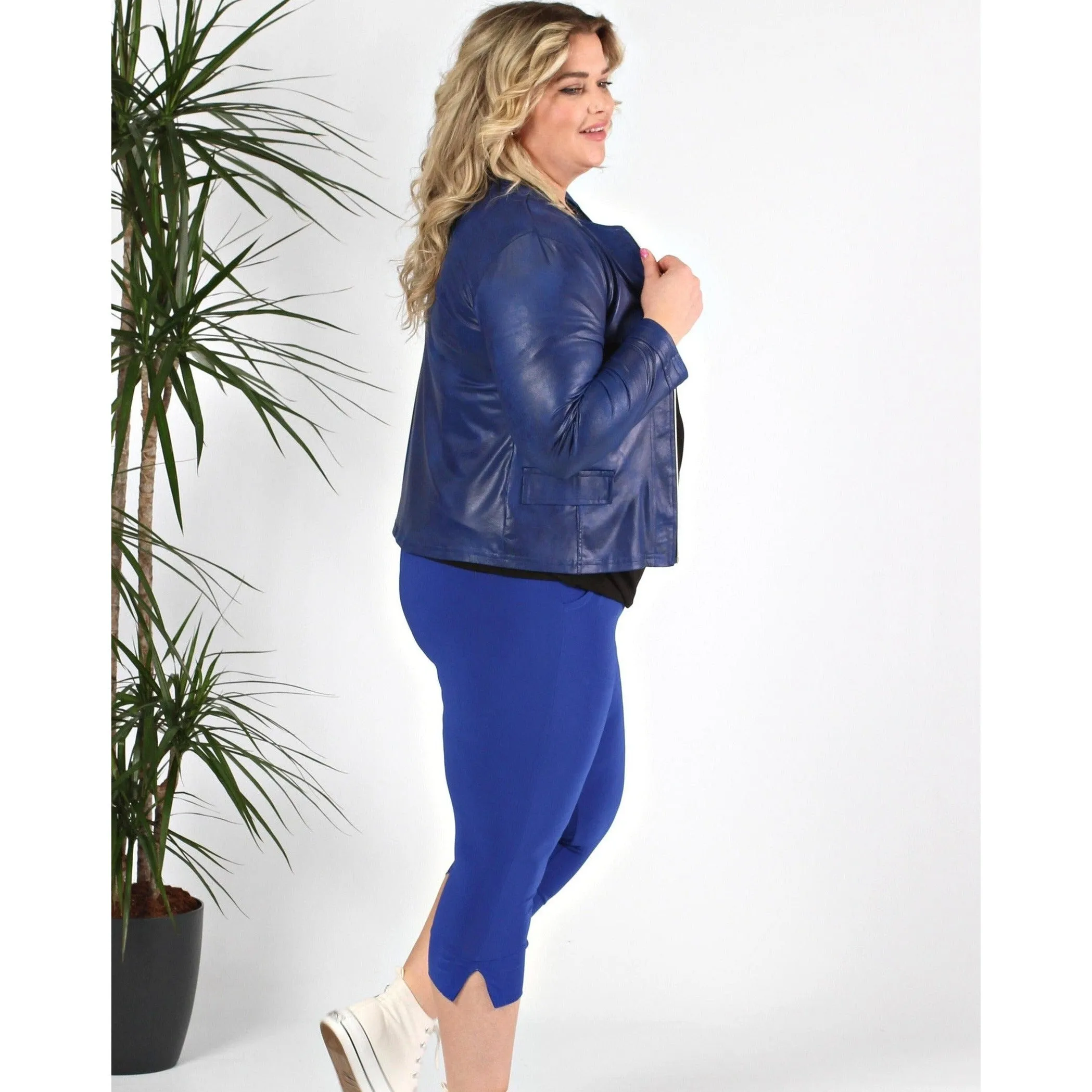 Magna Leather Look Jacket in Royal Blue