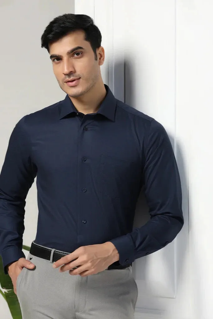 Men Navy Blue Shirt With Grey Pant  Office Wear Formal Wear & Classic Look For Every Occasion