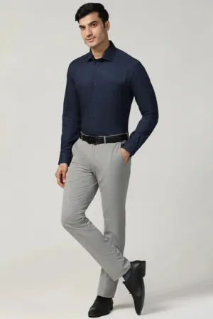 Men Navy Blue Shirt With Grey Pant  Office Wear Formal Wear & Classic Look For Every Occasion