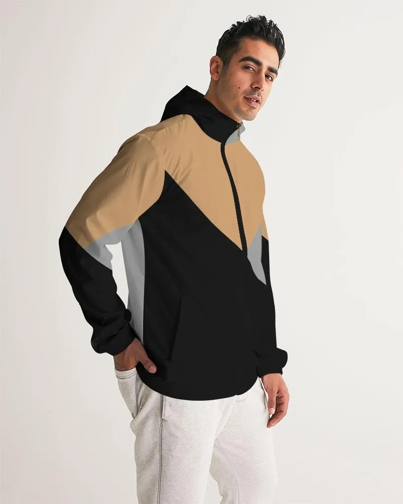 Mens Hooded Windbreaker - Tricolor Water Resistant Jacket