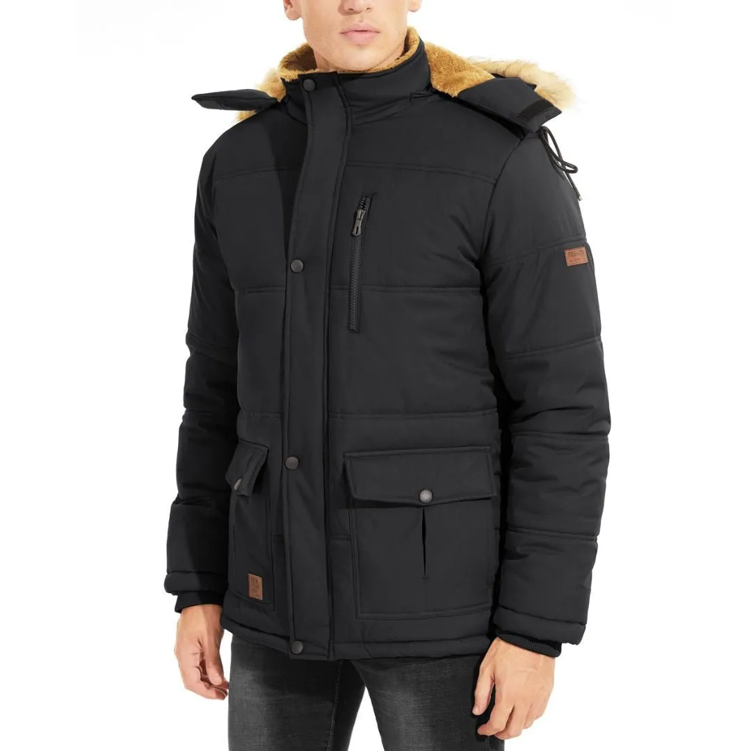 Men's Winter Jacket with Hood Water Repellent Windproof Coat