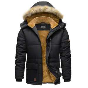 Men's Winter Jacket with Hood Water Repellent Windproof Coat