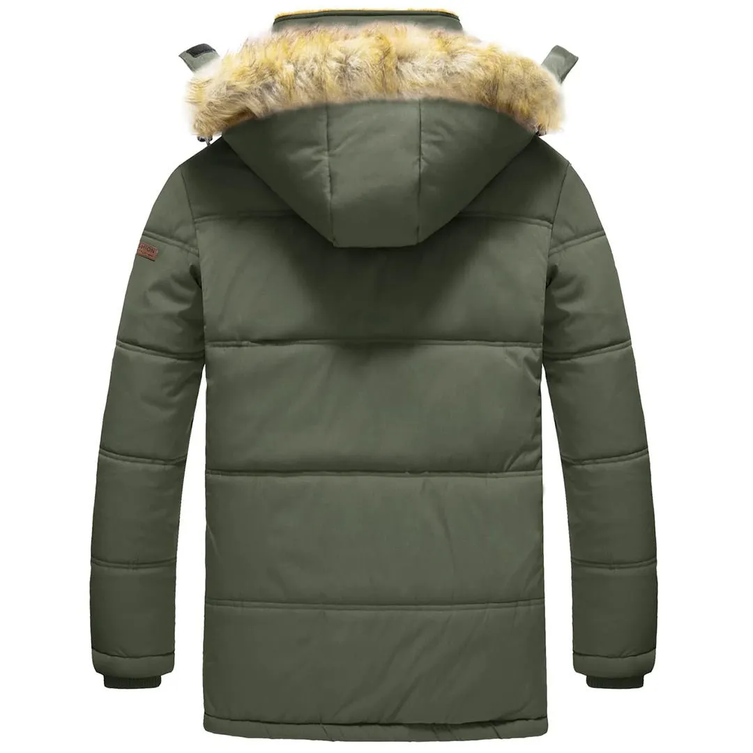 Men's Winter Jacket with Hood Water Repellent Windproof Coat