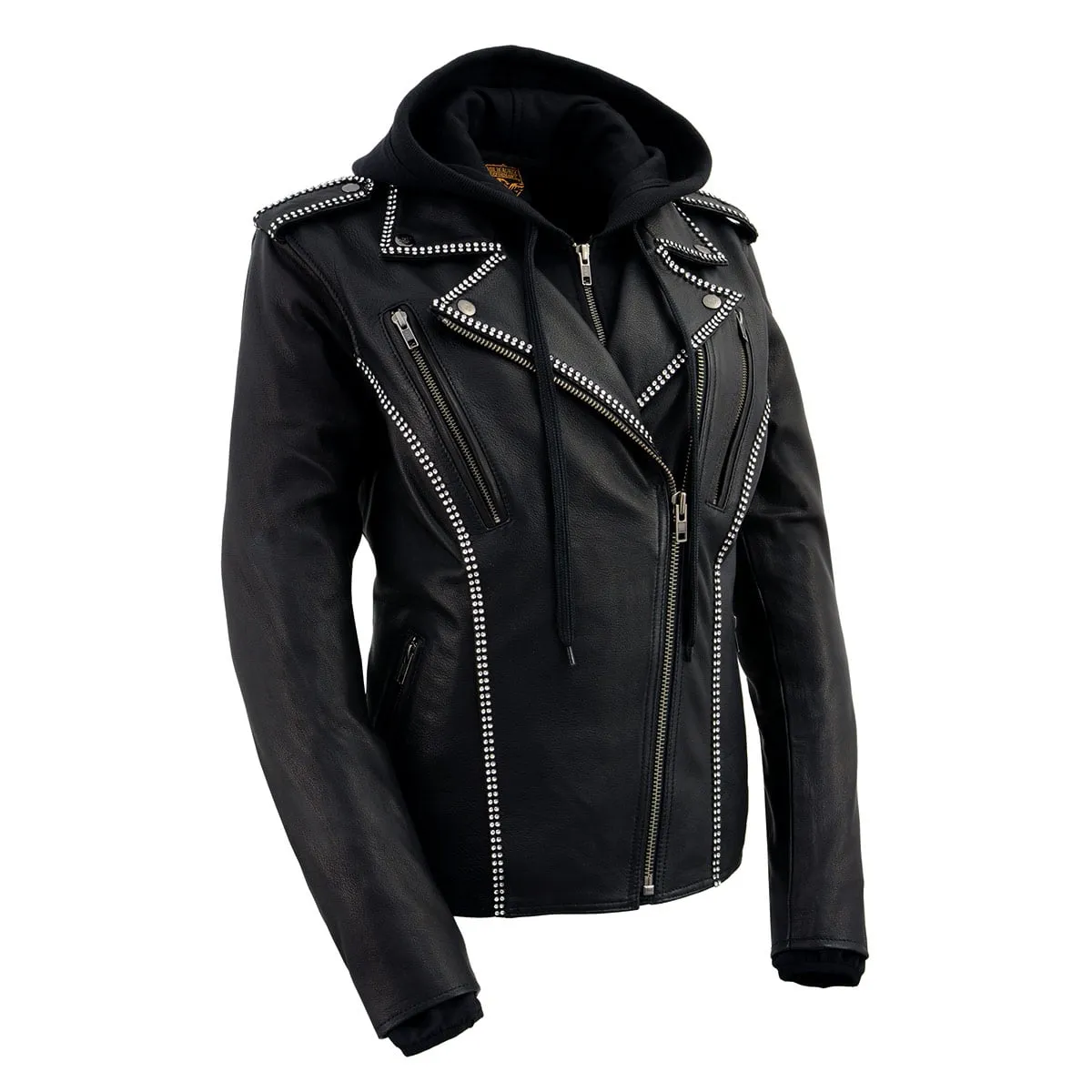 Milwaukee Leather MLL2503 Women's Black 'Bedazzled' Leather Moto