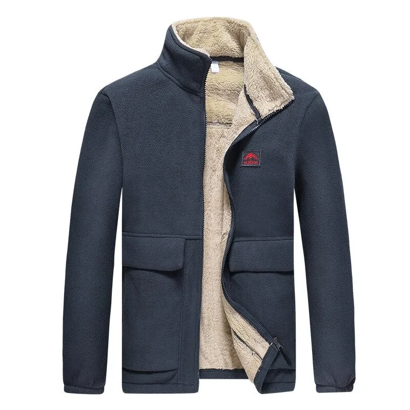 New Casual Classic Warm Thick Fleece Men Jacket Coat