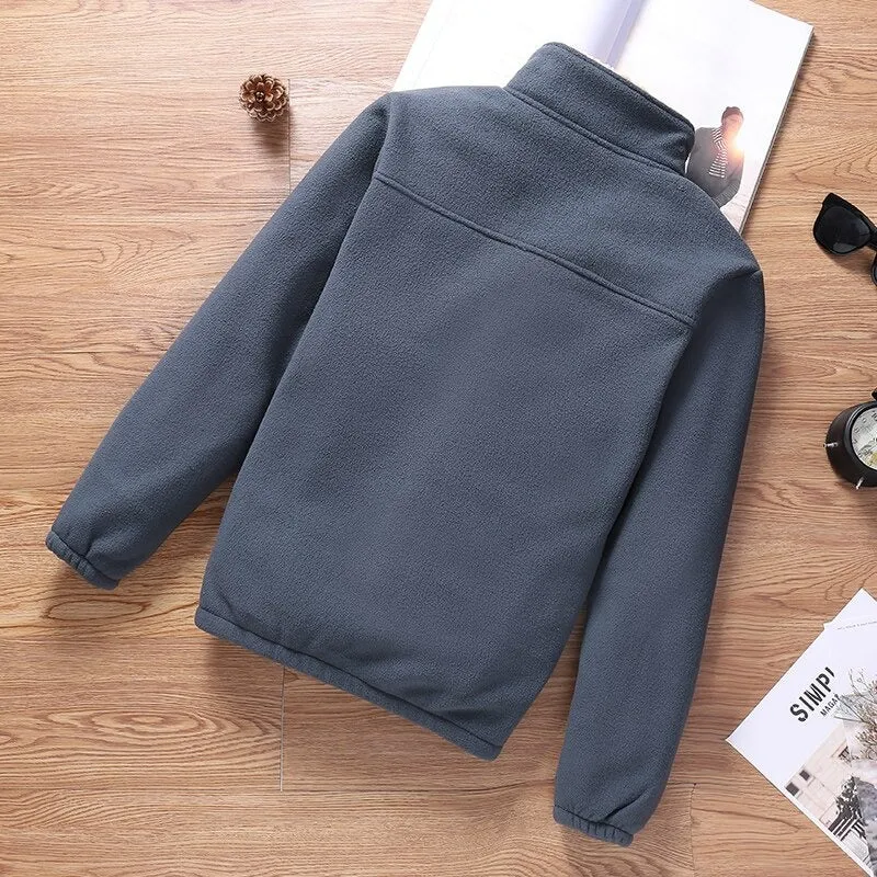 New Casual Classic Warm Thick Fleece Men Jacket Coat