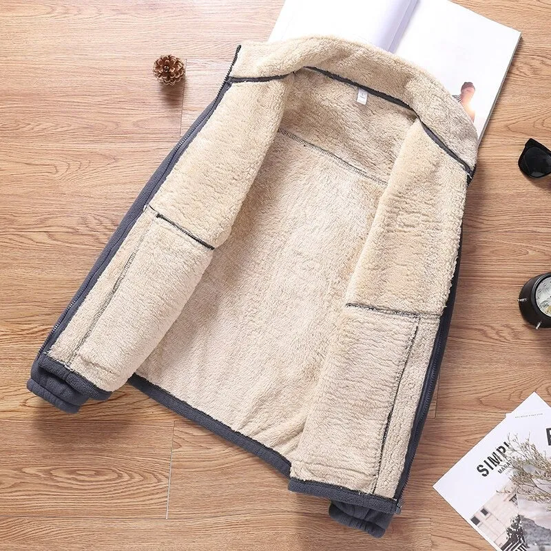 New Casual Classic Warm Thick Fleece Men Jacket Coat