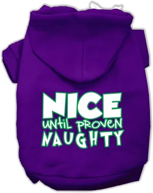 Nice Until Proven Naughty Screen Print Pet Hoodie Purple Xl (16)