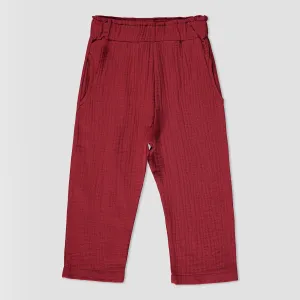 Noah pant in burgundy gauze