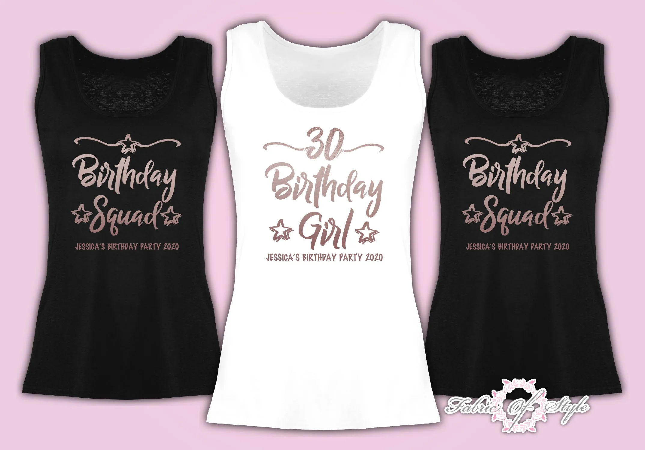 Personalised Vest Tank Birthday Girl Any Year 18th 21st 30th 40th T-shirt Female Rose Gold