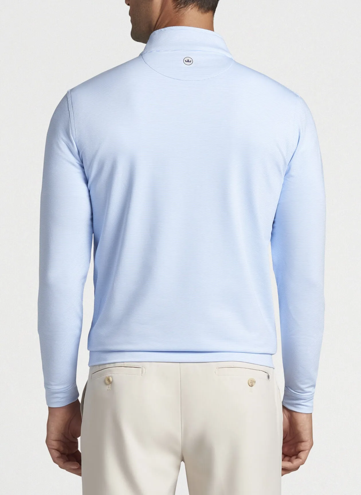 Perth Mini-Stripe Stretch Loop Terry Quarter-Zip in Cottage Blue/White by Peter Millar