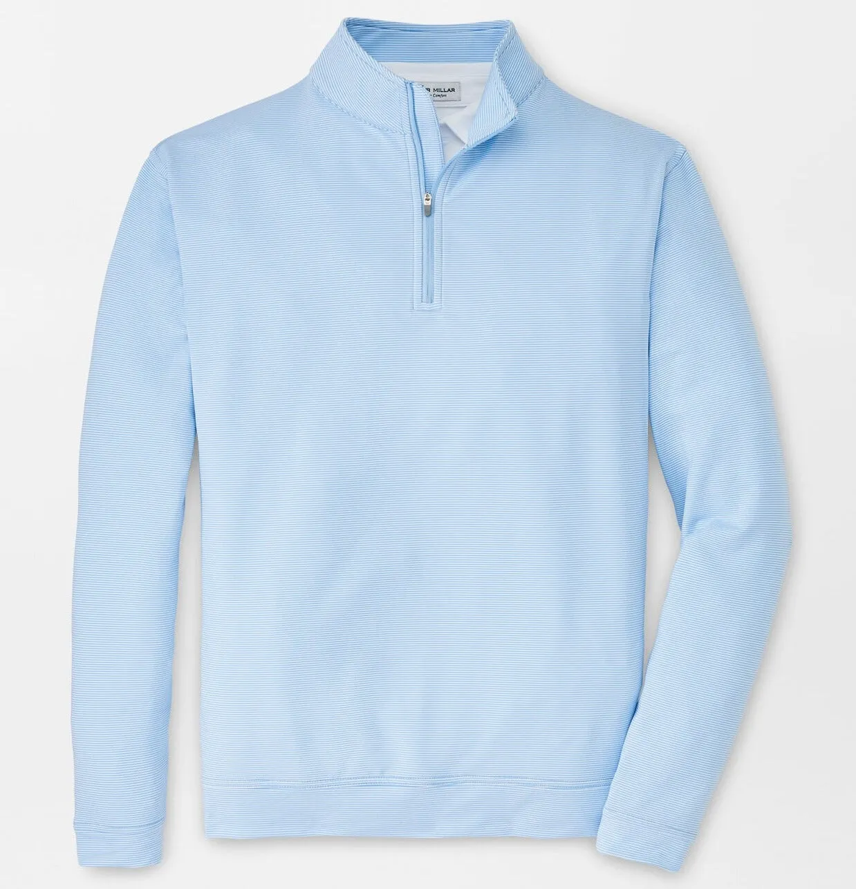 Perth Mini-Stripe Stretch Loop Terry Quarter-Zip in Cottage Blue/White by Peter Millar