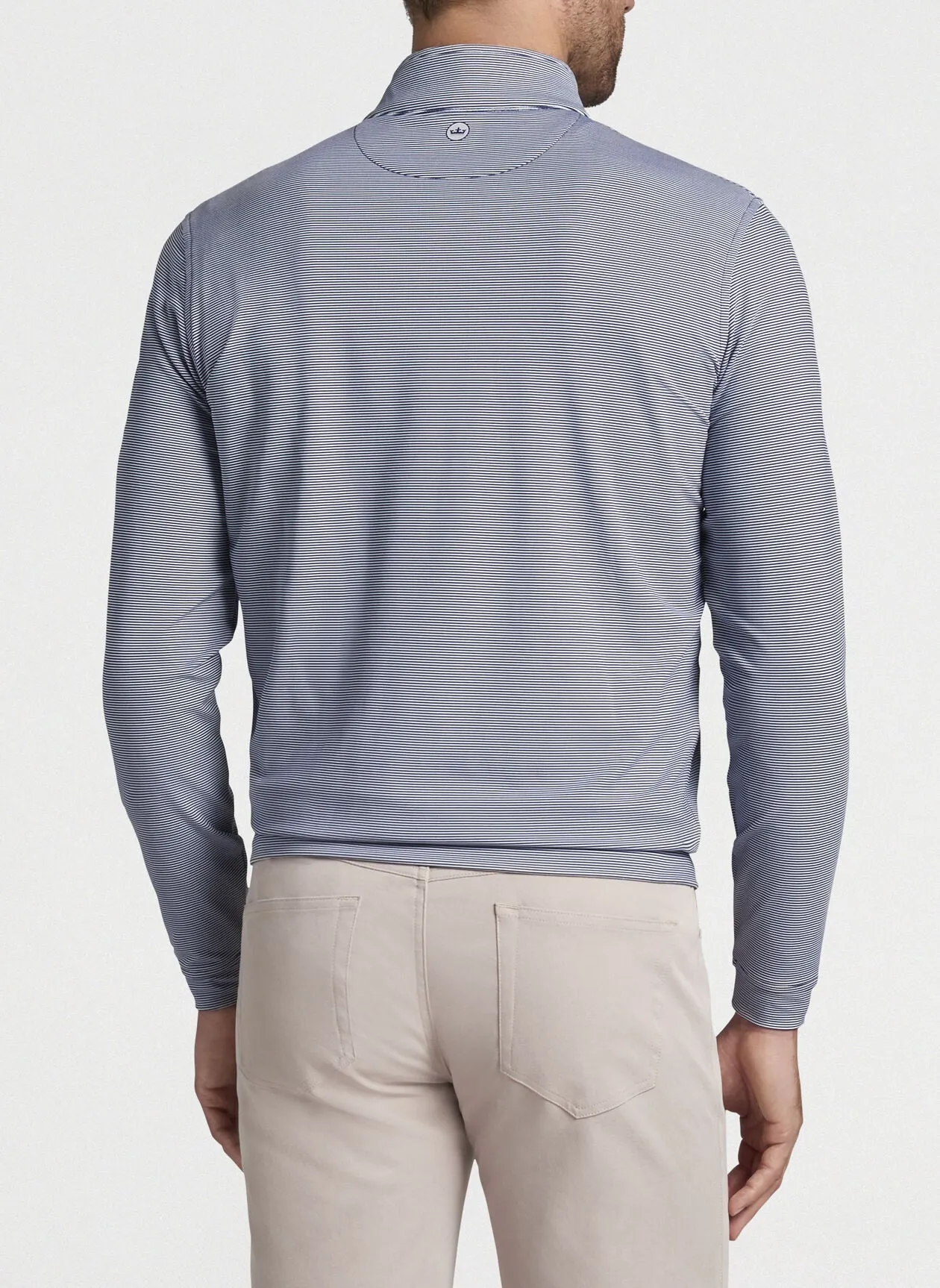 Perth Mini-Stripe Stretch Loop Terry Quarter-Zip in Navy/White by Peter Millar