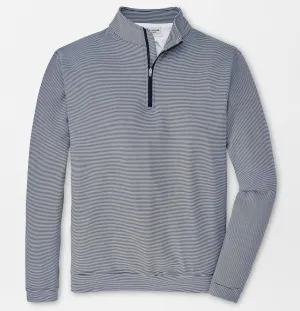 Perth Mini-Stripe Stretch Loop Terry Quarter-Zip in Navy/White by Peter Millar