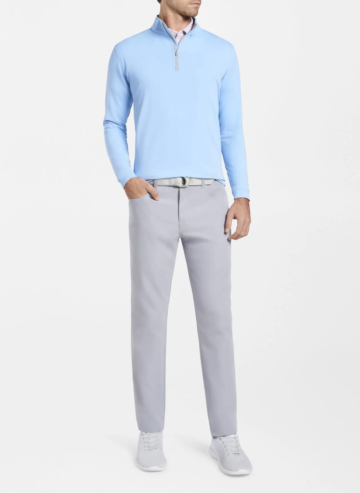 Perth Stretch Loop Terry Quarter-Zip in Cottage Blue by Peter Millar