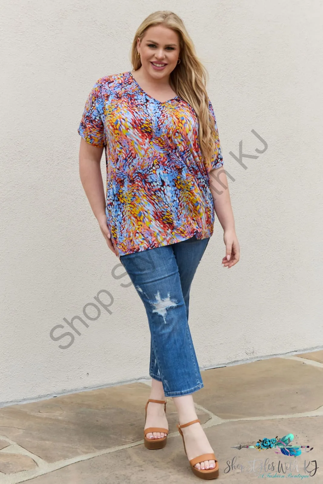 Printed Dolman Flowy Top