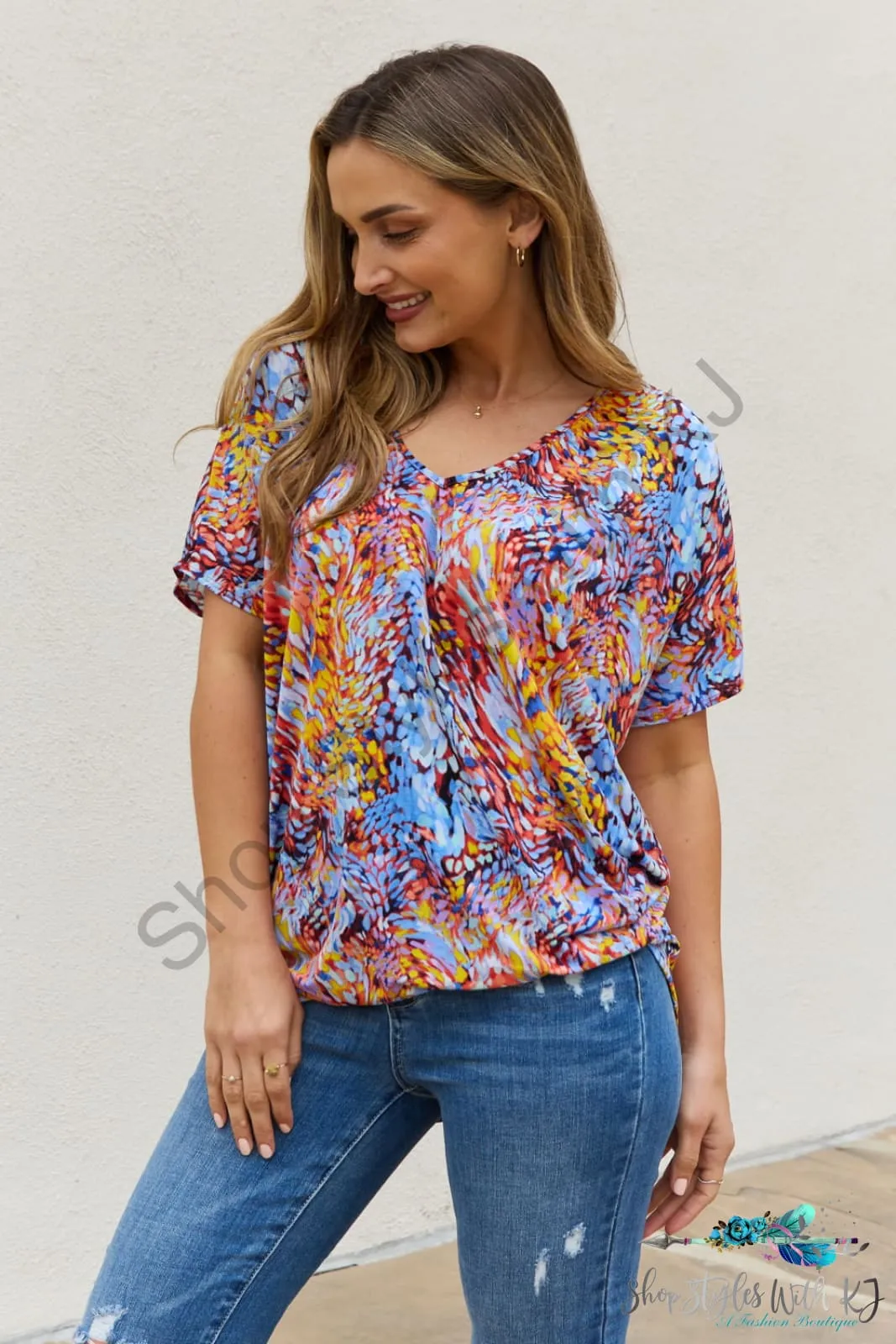 Printed Dolman Flowy Top