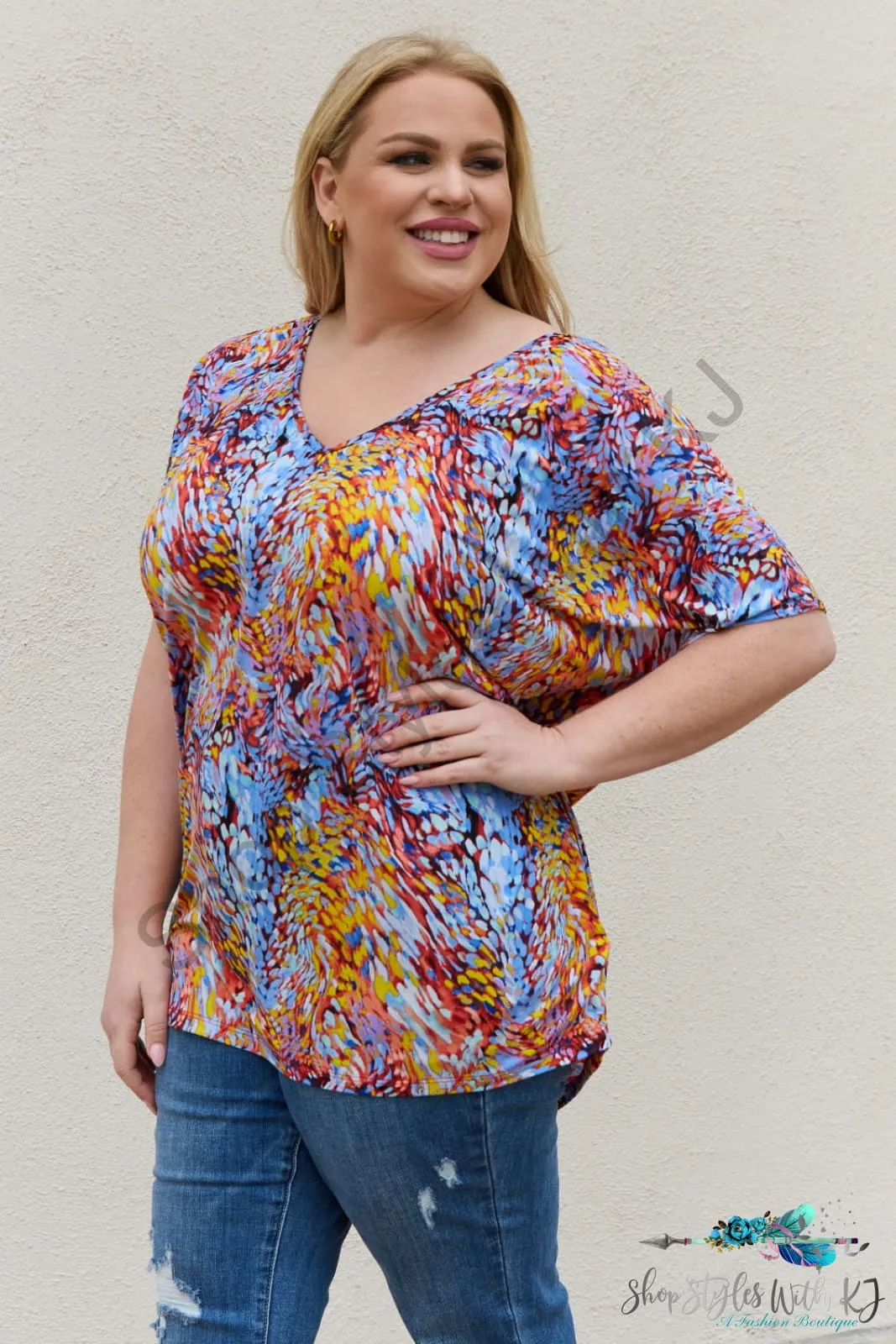 Printed Dolman Flowy Top