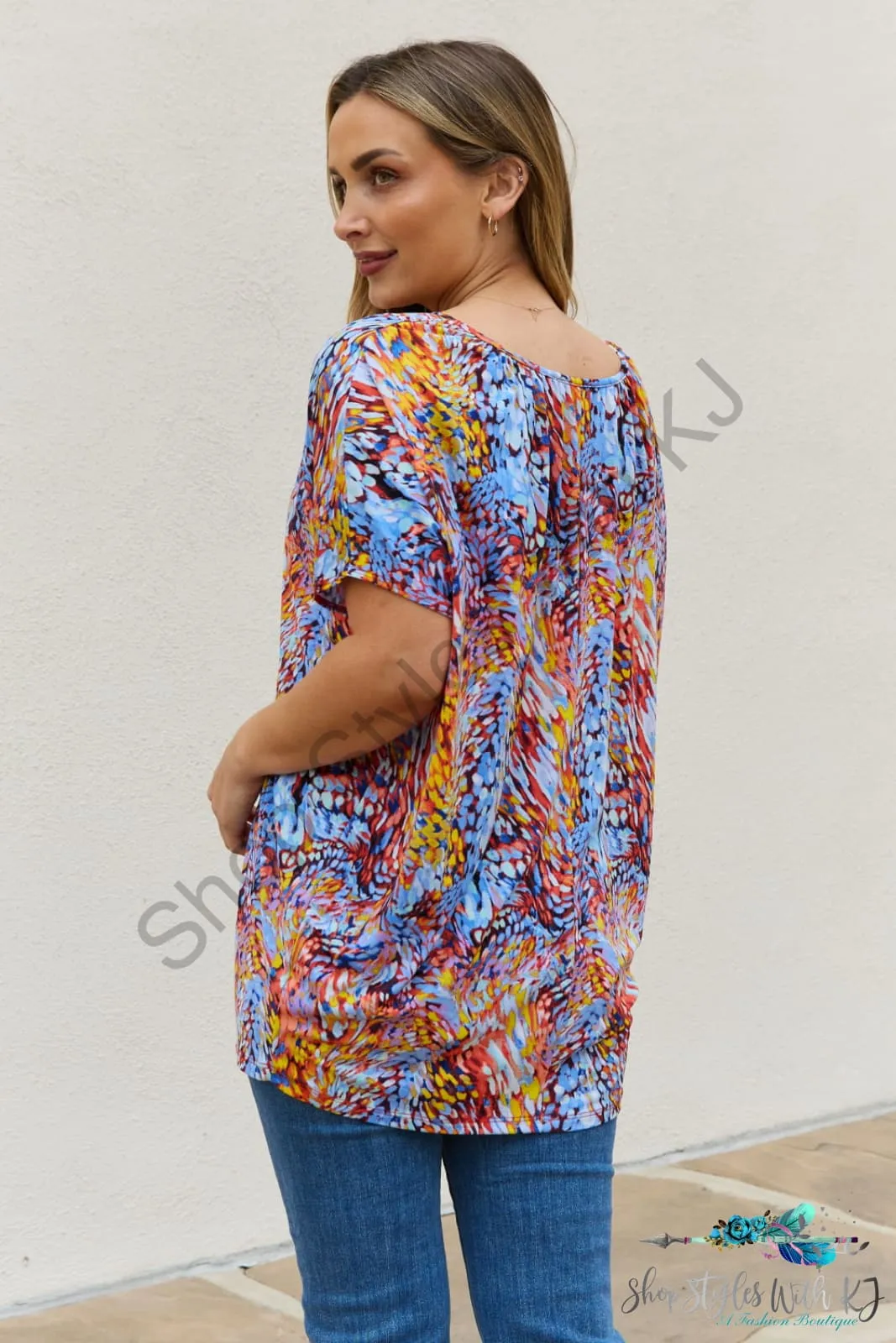 Printed Dolman Flowy Top