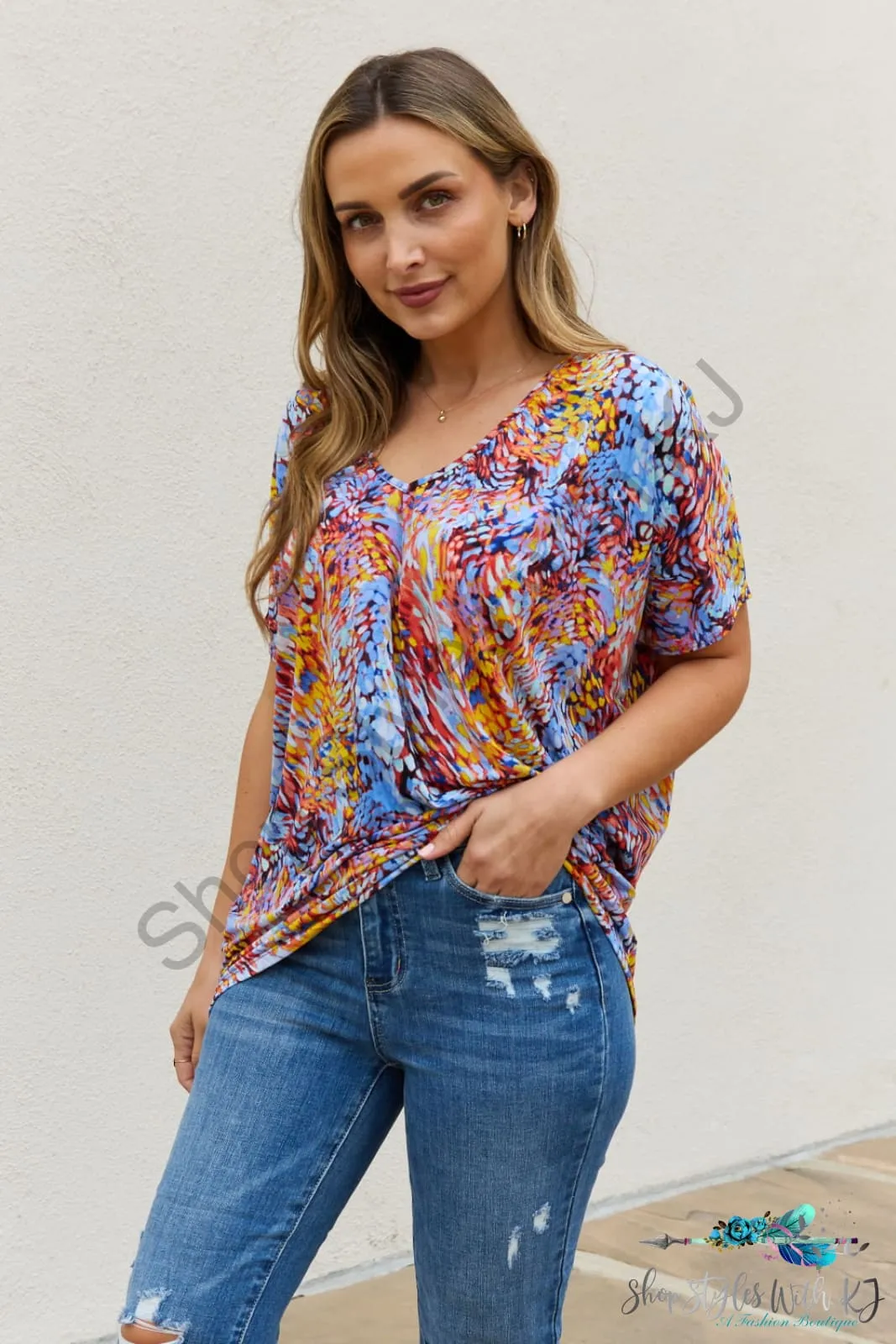 Printed Dolman Flowy Top