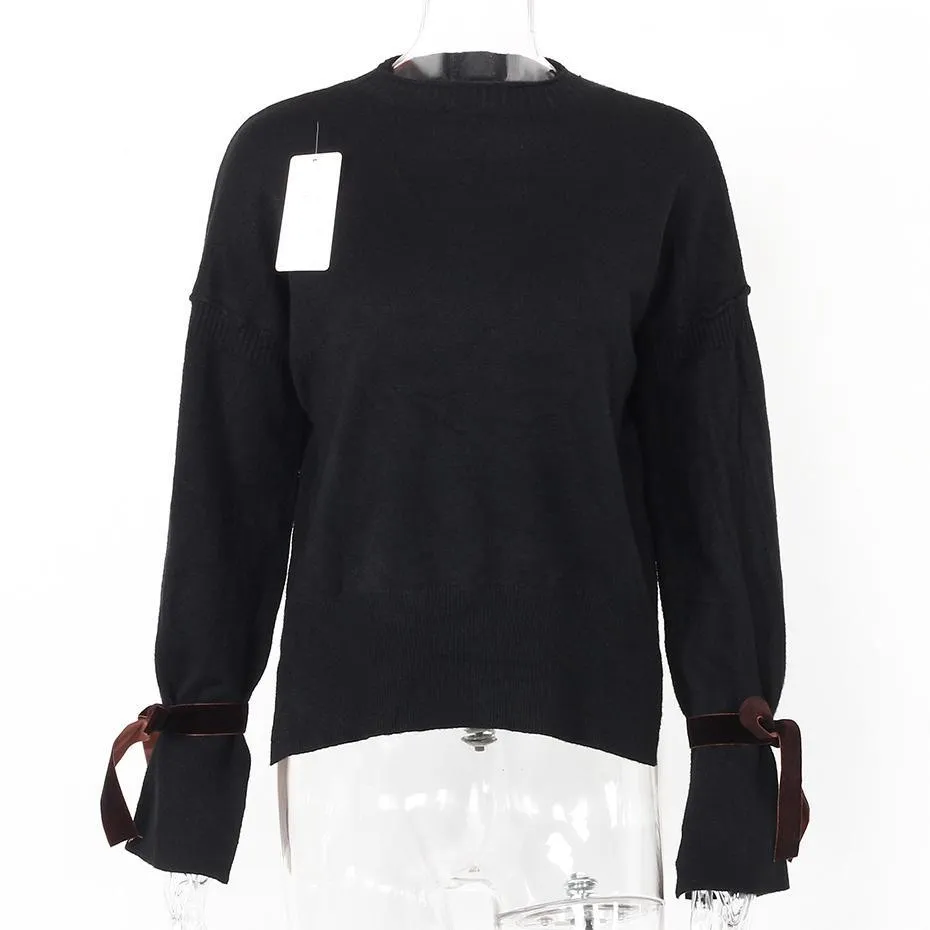 Ribbon Flare Long Sleeve Sweater