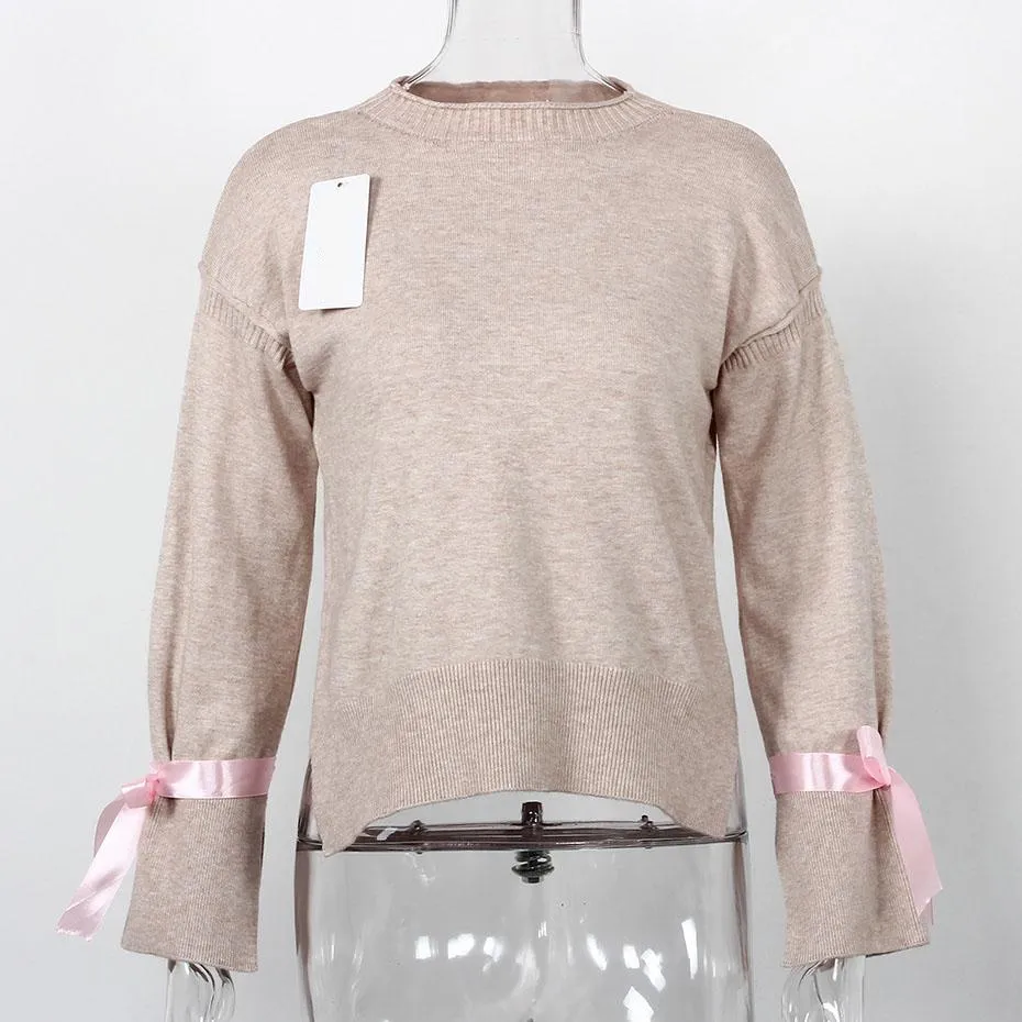 Ribbon Flare Long Sleeve Sweater