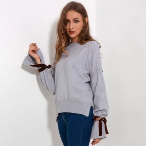 Ribbon Flare Long Sleeve Sweater