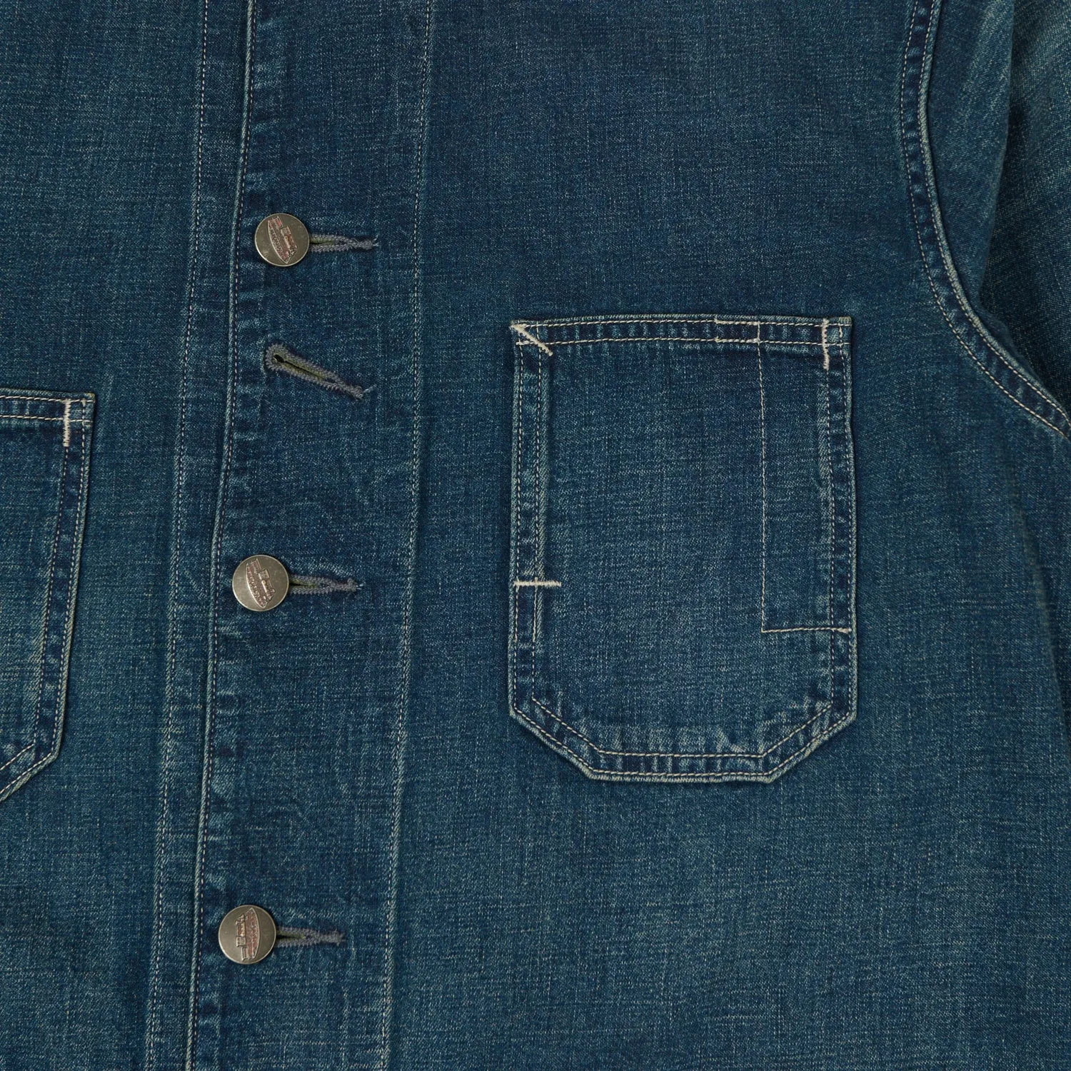 RRL Cotton-Linen Denim Engineer Jacket - Mid Wash