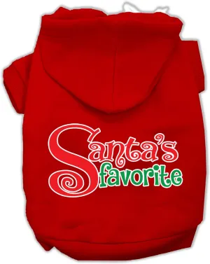 Santas Favorite Screen Print Pet Hoodie Red Lg (14)