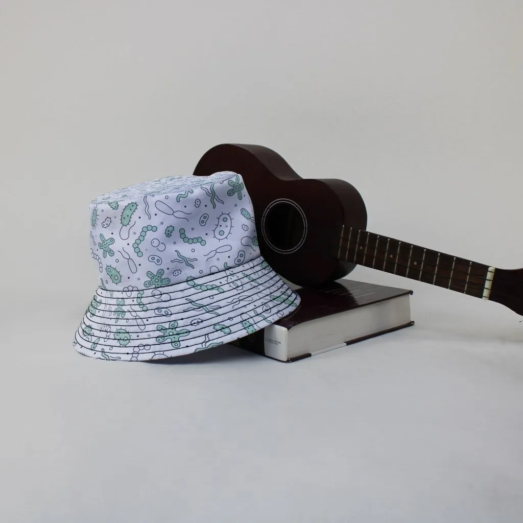 Science Green Microbes White Bucket Hat