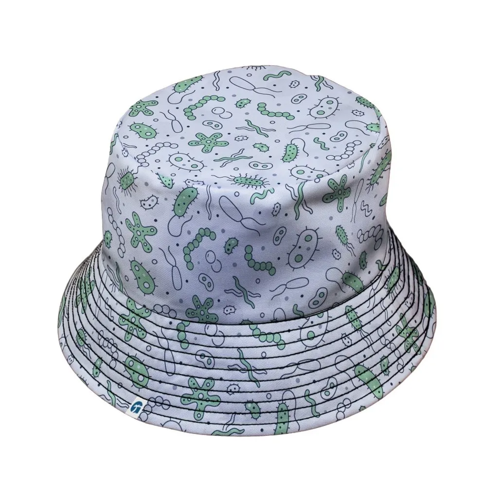 Science Green Microbes White Bucket Hat