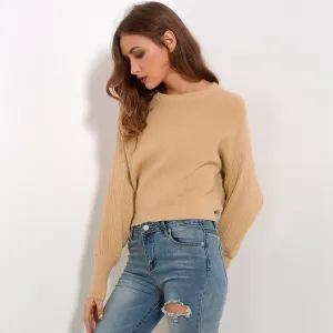 Solid Colored Batwing Long Sleeve Sweater