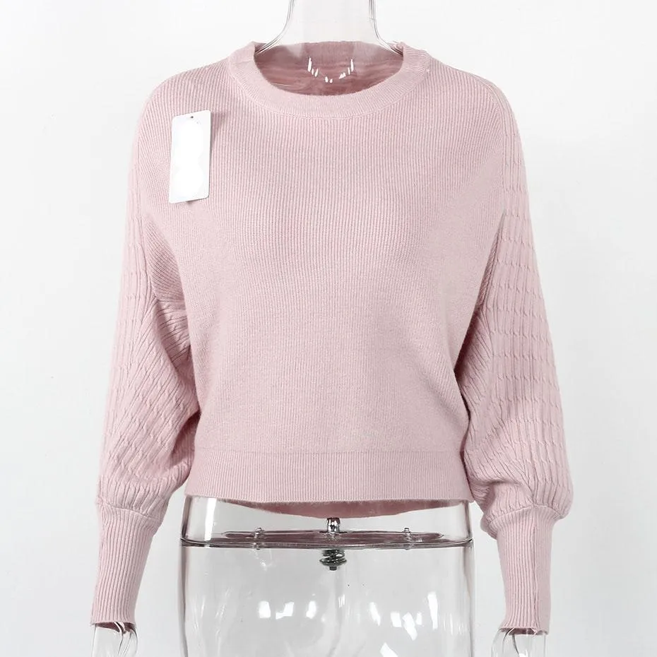 Solid Colored Batwing Long Sleeve Sweater