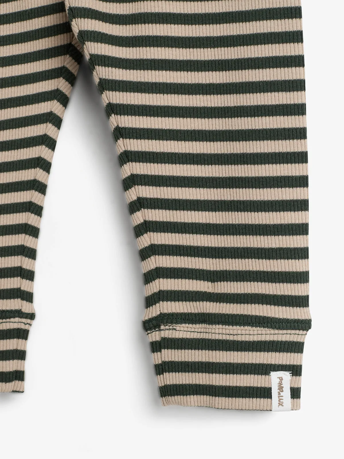 Striped Basic Rib Trousers - Little - Dark Green/Beige