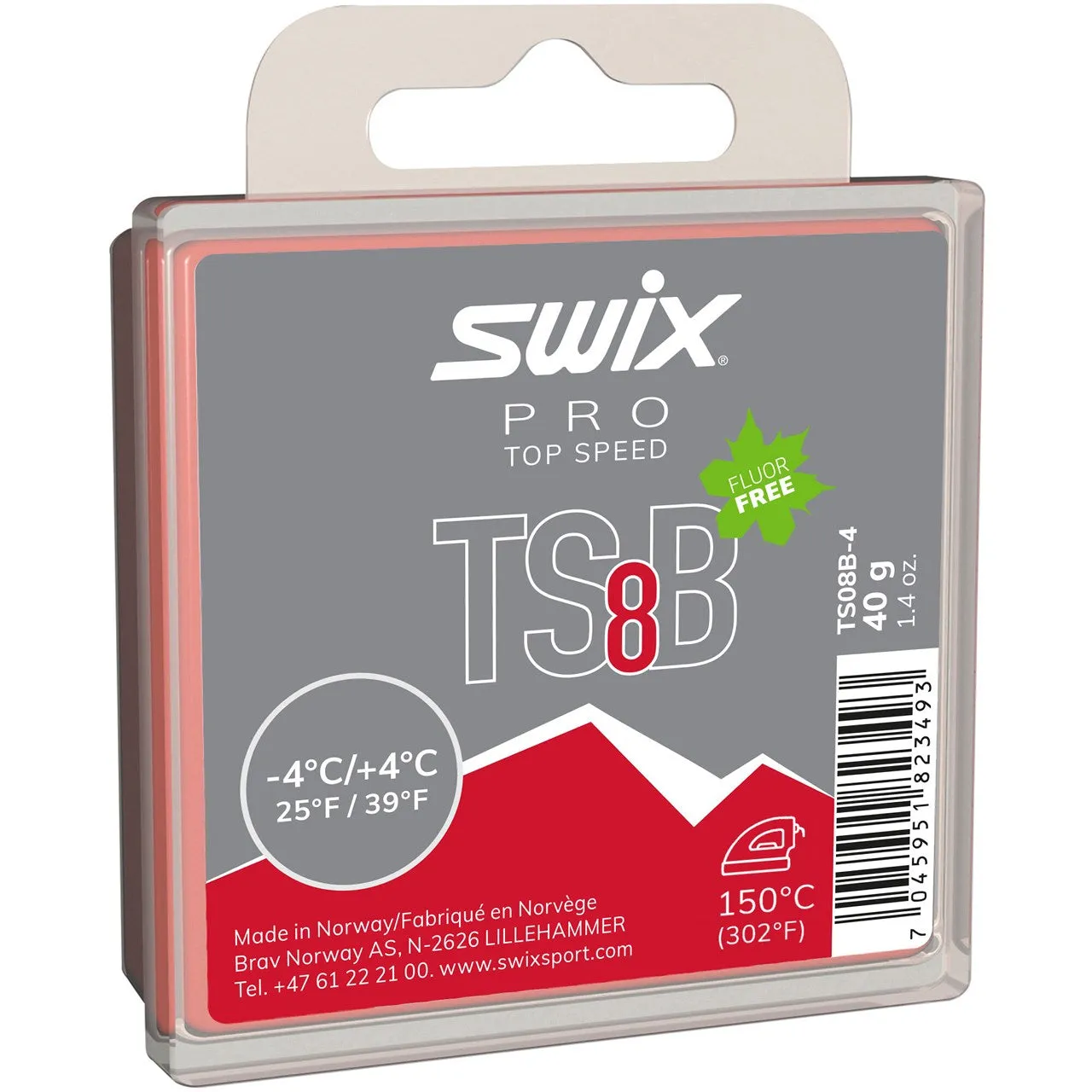 Swix TS8 Black Ski Wax | 25°F to 39°F