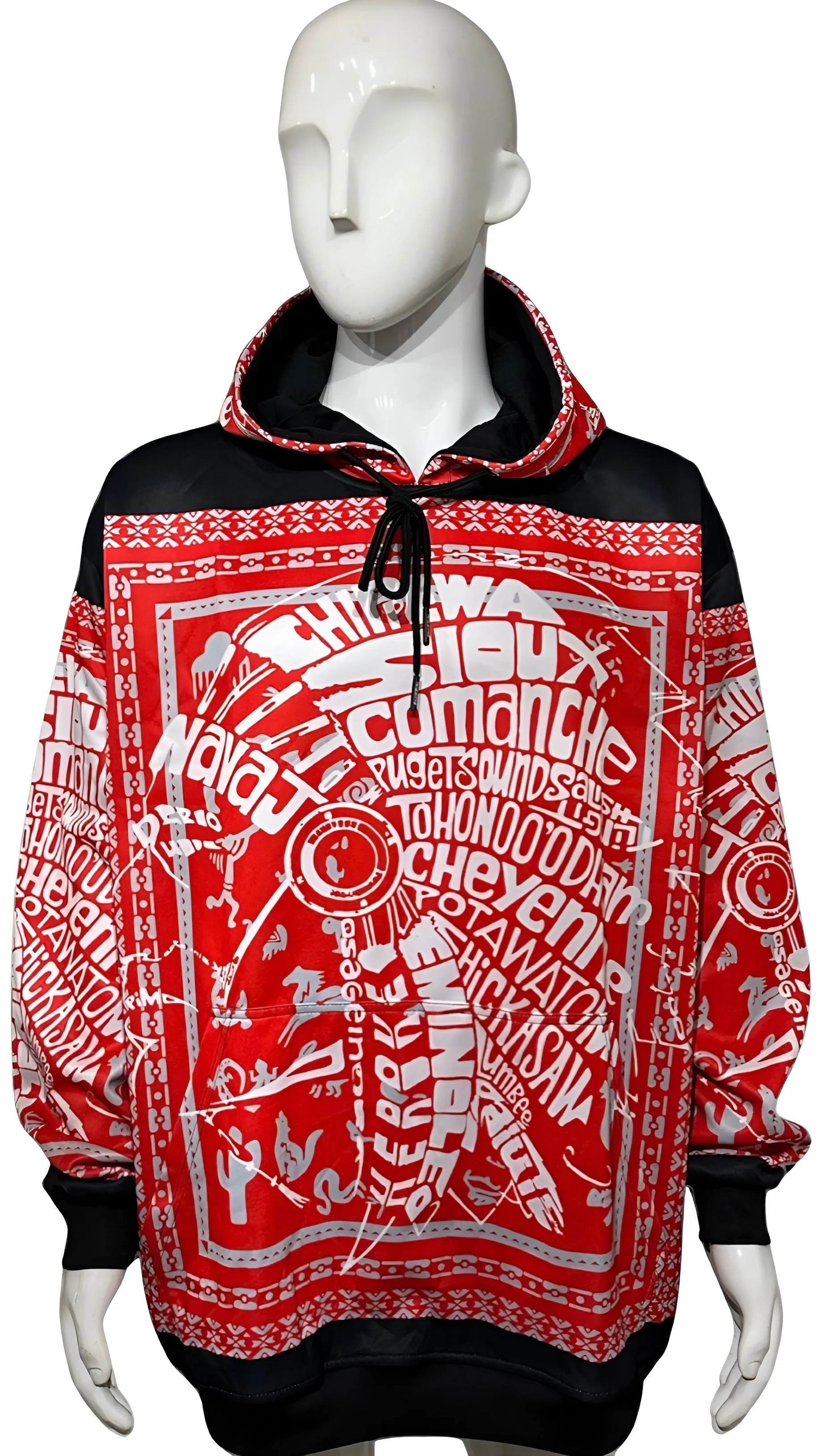 ^TRIBE VIBES^ (RED-GREY-BLACK-WHITE) PULLOVER HOODIES