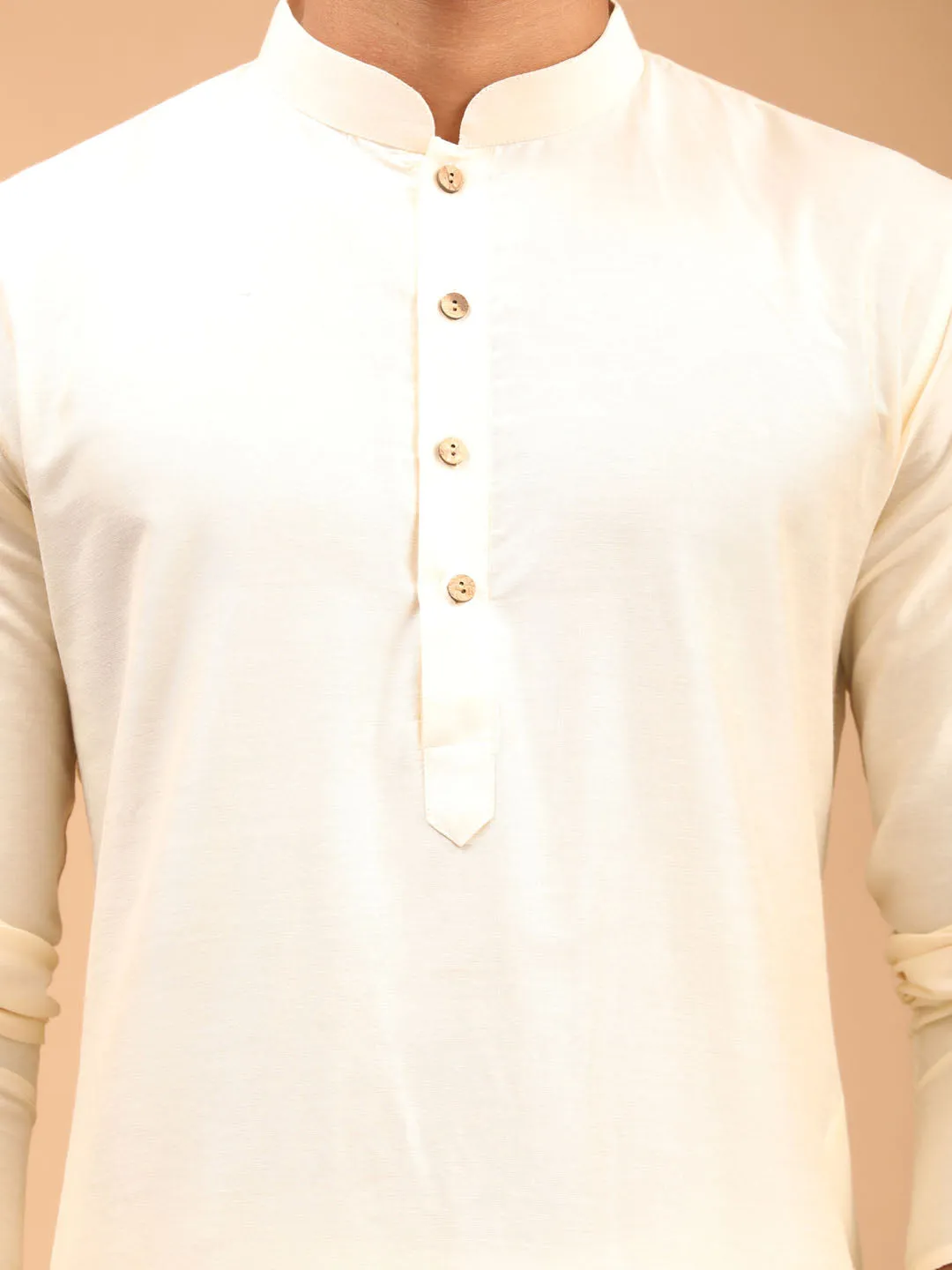 VASTRAMAY Cream Viscose Rayon Kurta Set