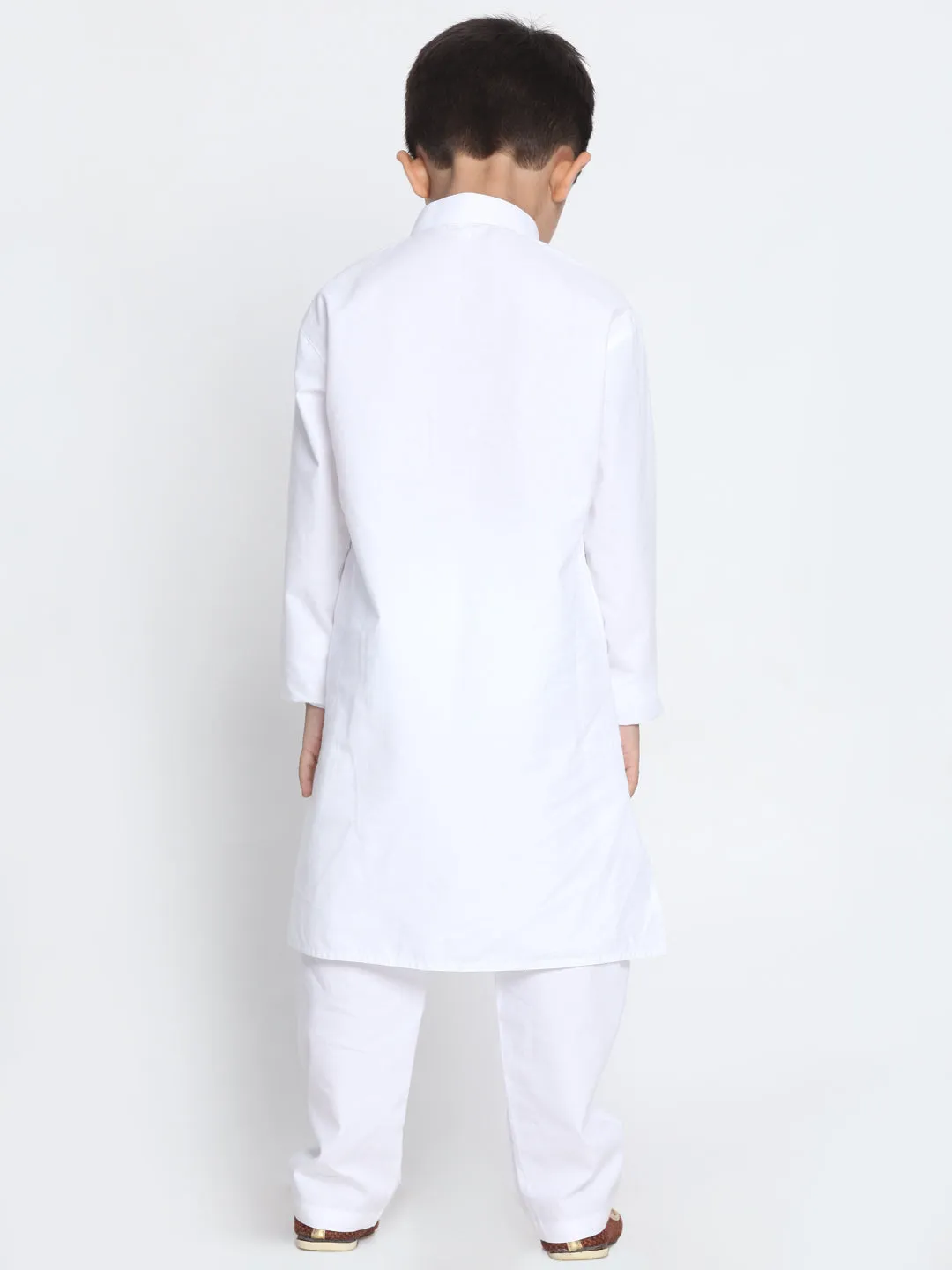 Vastramay Pure Cotton White Baap Beta Kurta Pyjama And Dupatta Set