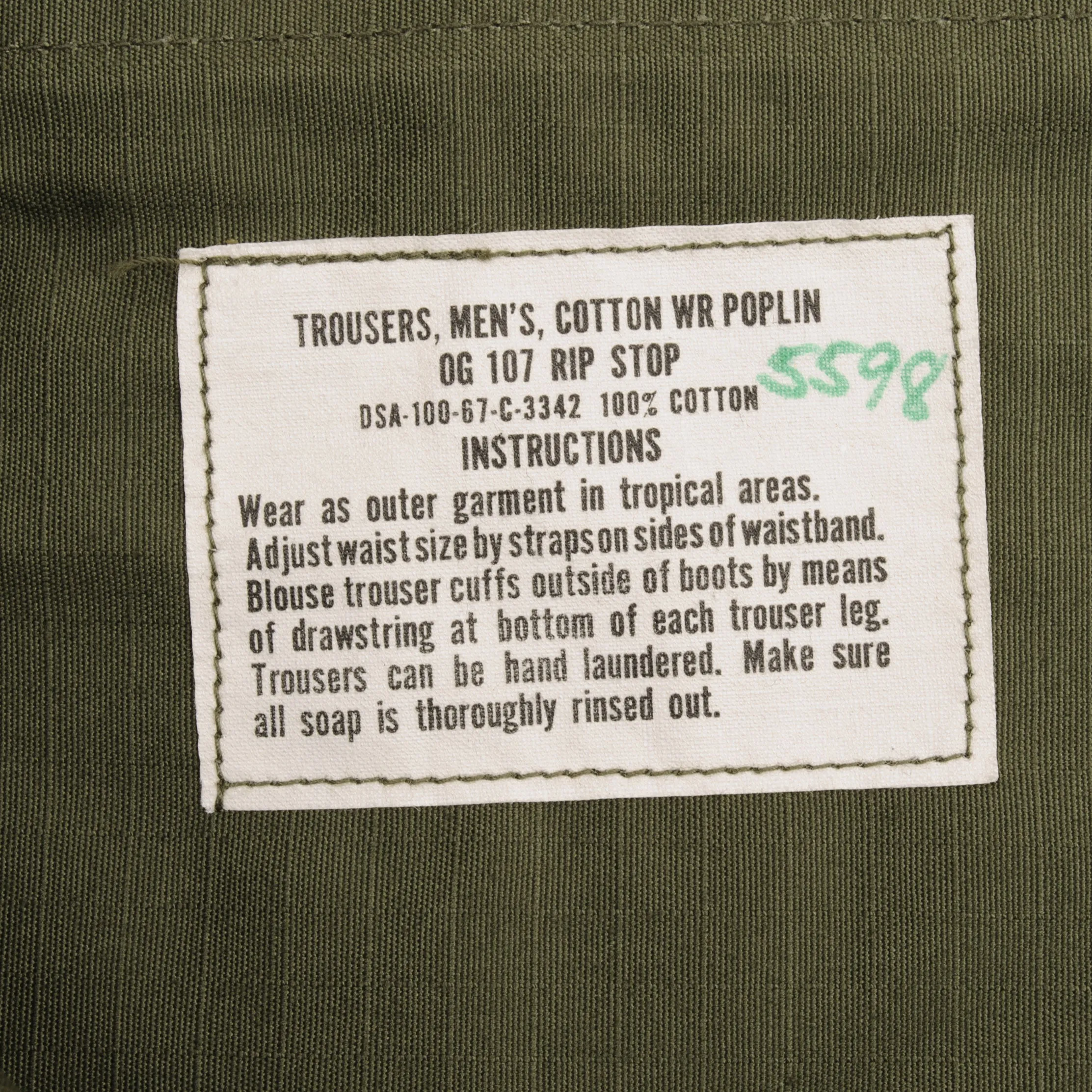 VINTAGE US ARMY TROPICAL COMBAT TROUSERS 1967 VIETNAM LARGE REGULAR NOS NEW