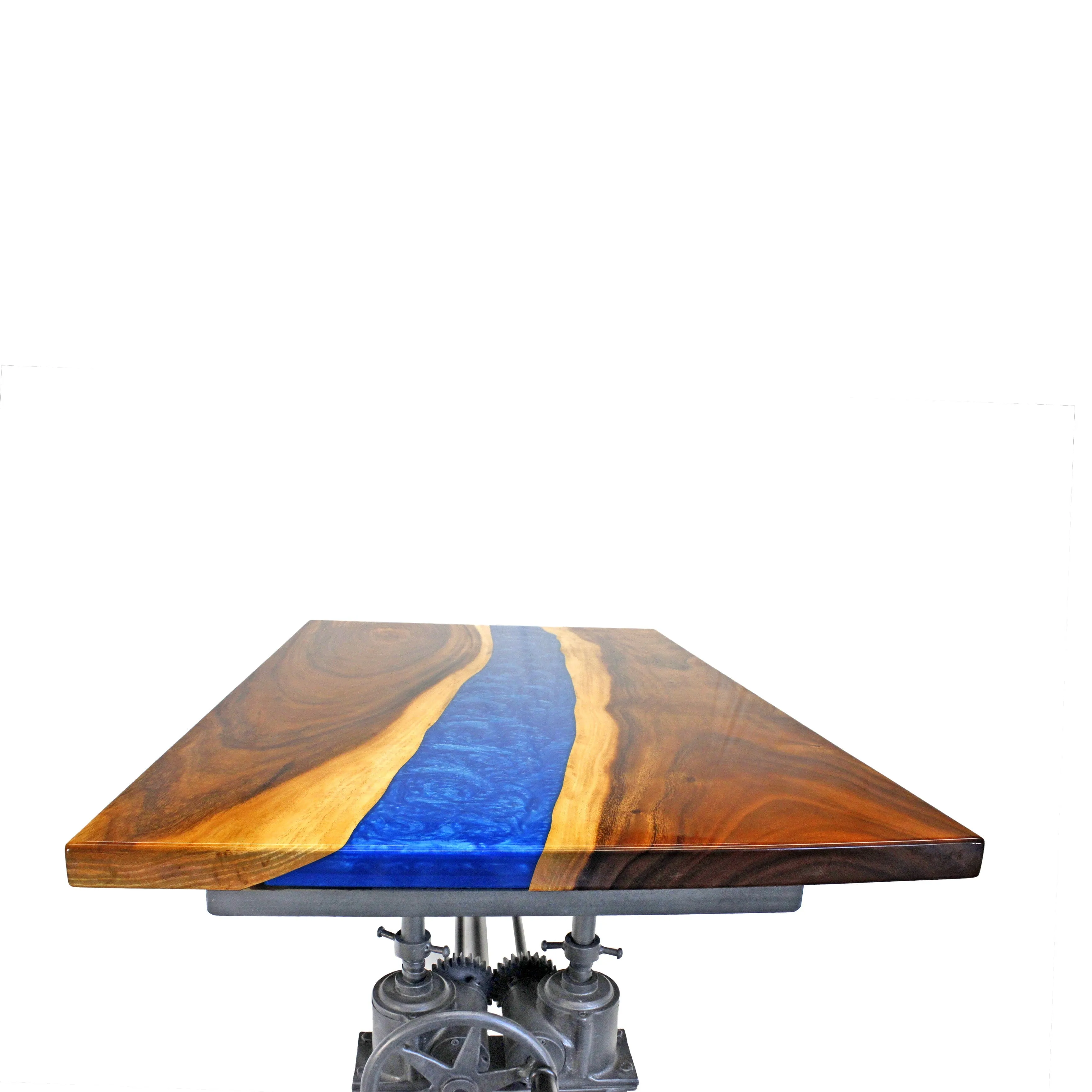 Walnut Burl Dining Tabletop - Deep Blue River Epoxy - 60 x 36 x 2"