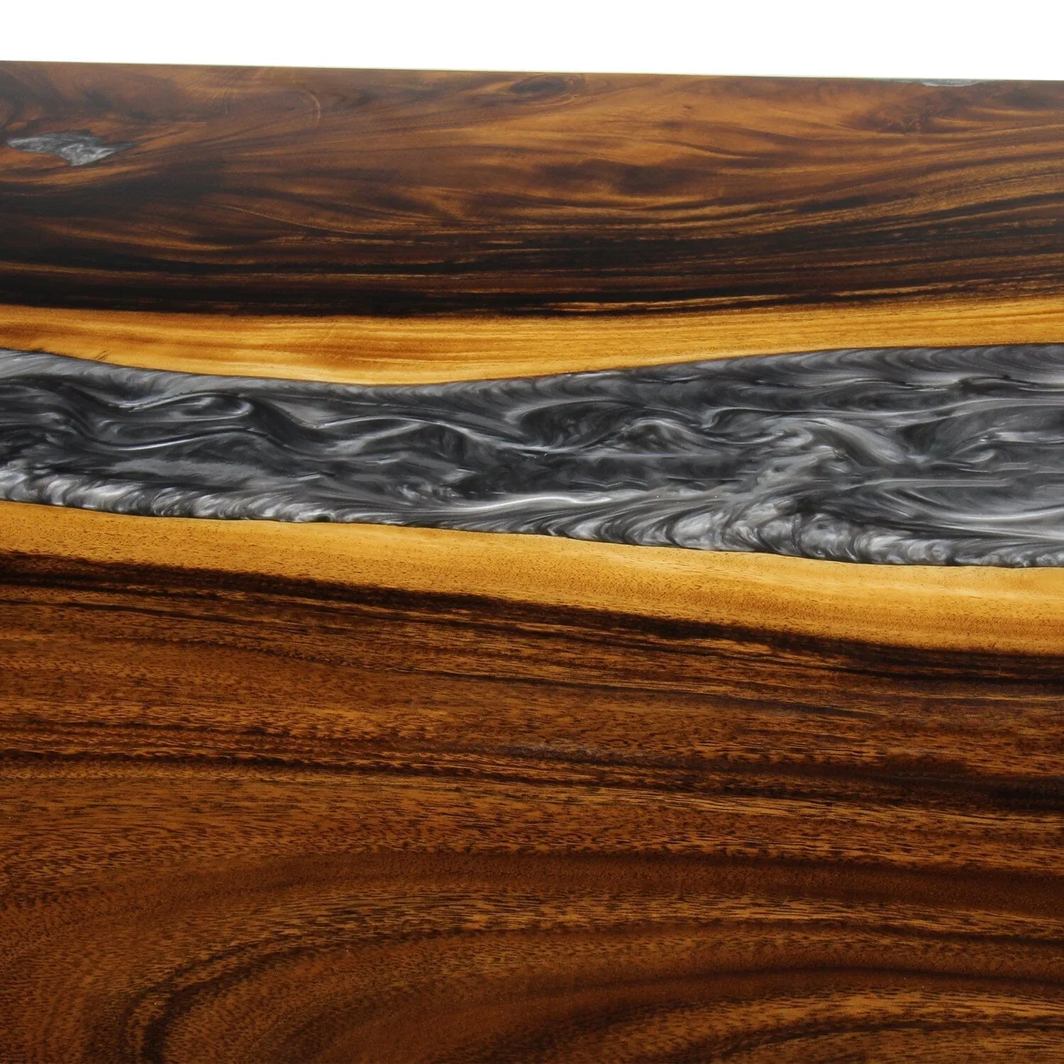 Walnut Live Edge Burl Dining Tabletop - Gray River Epoxy - 80 x 40 x 2"